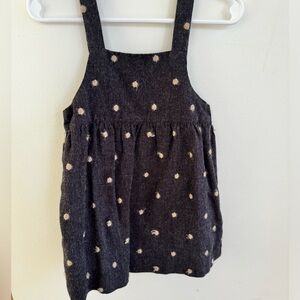 Zara dress, charcoal and gold polka dots